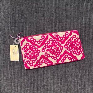 NWT hot pink boho cotton zipper purse clutch pouch
